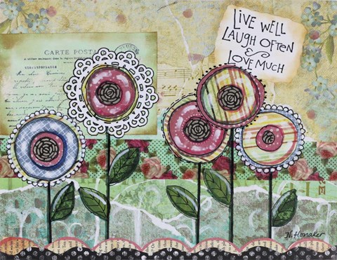 Framed Live Well Flowers Print