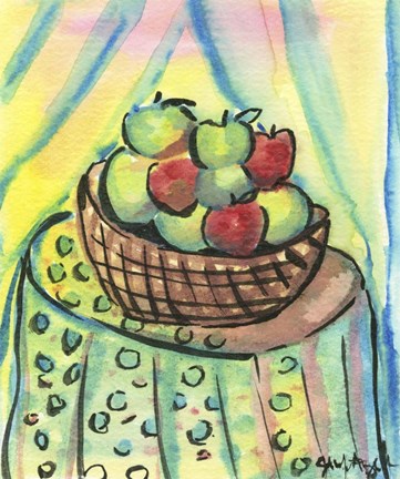 Framed Basket of Apples Print