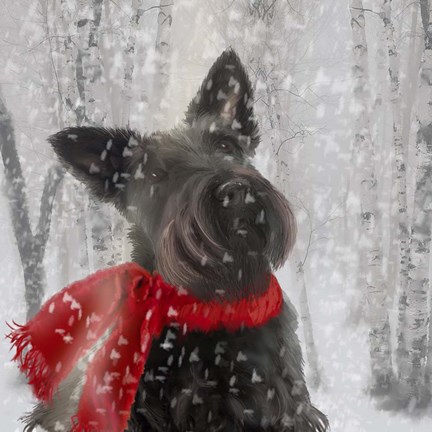 Framed Scotty Dog Red Scarf Print