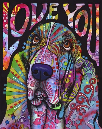 Framed Love You Basset Print