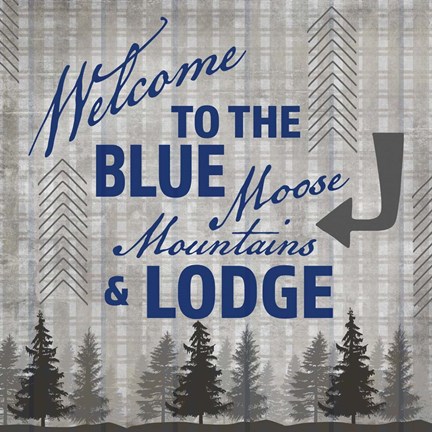 Framed Blue Bear Lodge Sign 3 Print
