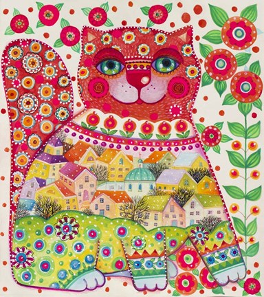 Framed Happy Cat Print