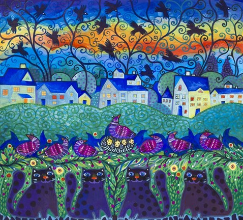 Framed Black Cats Print