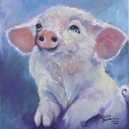 Framed Feed Me Little Pink Piglet Print