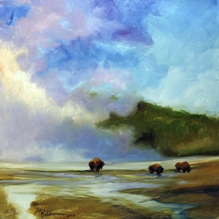 Framed Yellowstone Buffalo Landscape Print