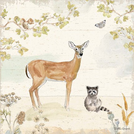 Framed Woodland Wreath II Print