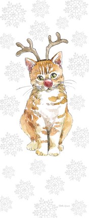 Framed Christmas Kitties III Snowflakes Print