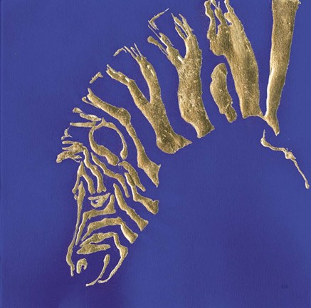 Framed Gilded Zebra Indigo Print