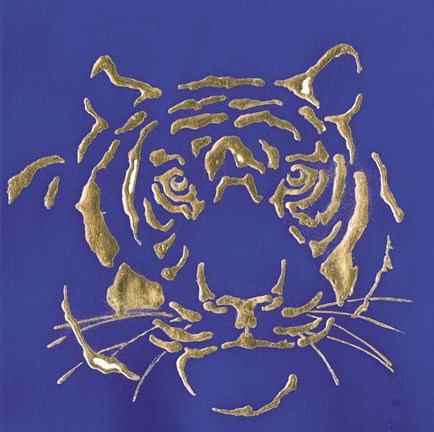 Framed Gilded Tiger Indigo Print