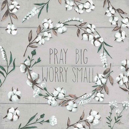 Framed Blessed VI Gray Pray Big Worry Small Print