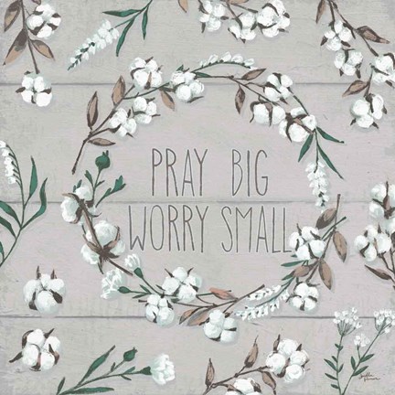 Framed Blessed VI Gray Pray Big Worry Small Print