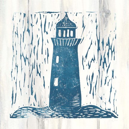 Framed Nautical Collage I On White Wood Print