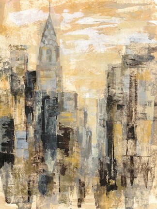 Framed Manhattan Gray and Gold I Print