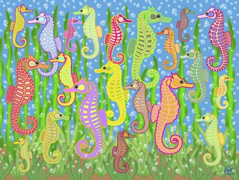 Framed Seahorse Rainbow Dream Print