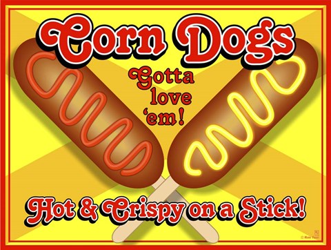 Framed Corn Dogs Sign Print