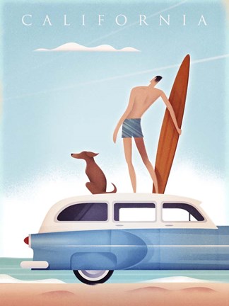 Framed California Surfing Print