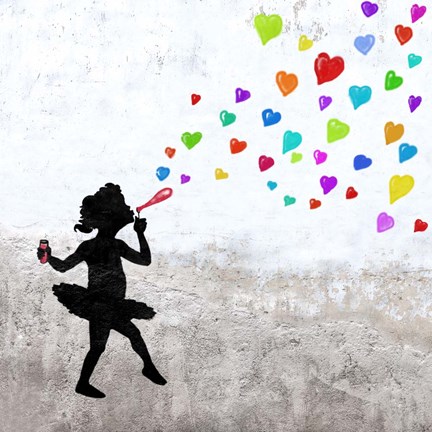 Framed Love Bubbles (detail) Print