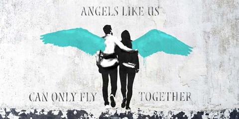 Framed Angels Like Us (Aqua) Print
