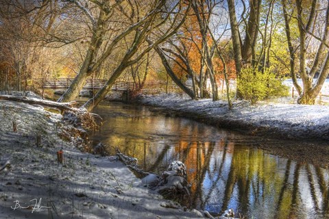 Framed Bridge In The Snow Print