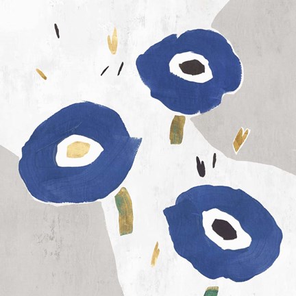 Framed Blue Cluster I Print