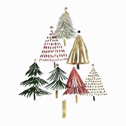 Framed Pine Trees II Print