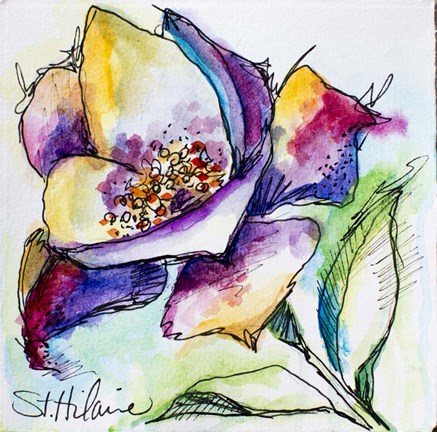 Framed Watercolor Violet Print
