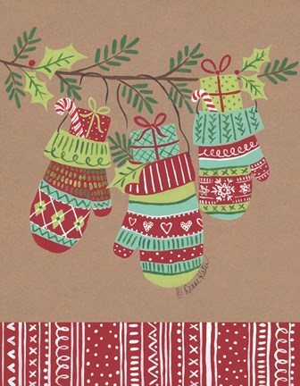 Framed Mittens Trio Print