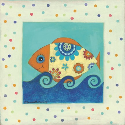 Framed Happy Floral Fish Print