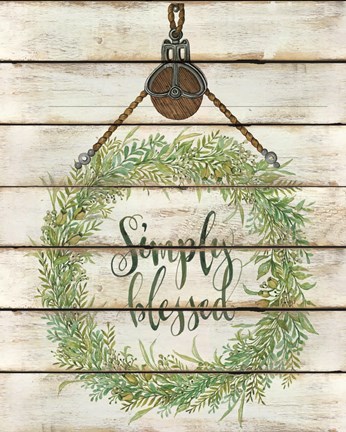 Framed Simply Blessed Wreath Print