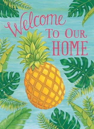 Framed Tropical Leaves &amp; Pineapple Print