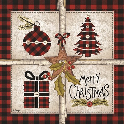 Framed Four Square Merry Christmas Print