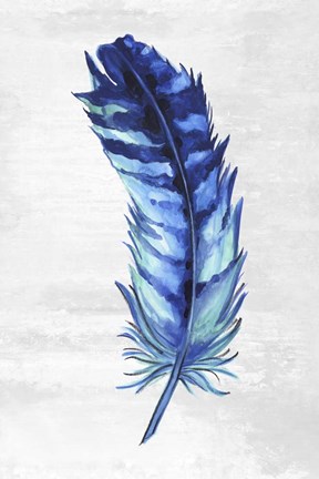 Framed Indigo Feather I Print