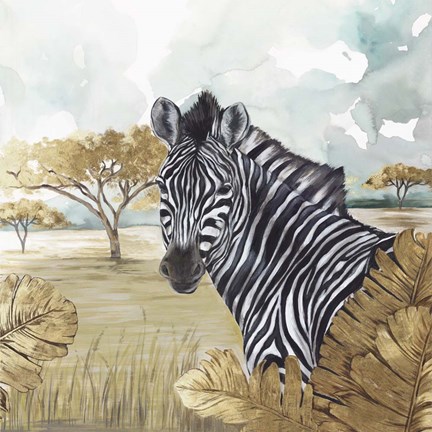Framed Golden Zebras Print
