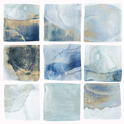 Framed Indigo Squares I Print