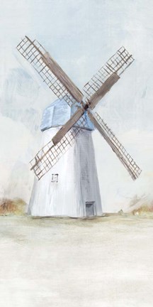 Framed Blue Windmill I Print