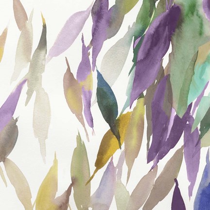 Framed Fallen Colorful Leaves II Violet Version Print