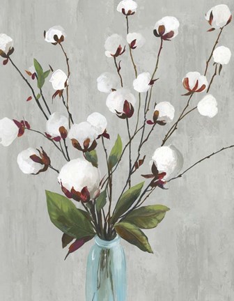 Framed Cotton Ball Flowers II Print
