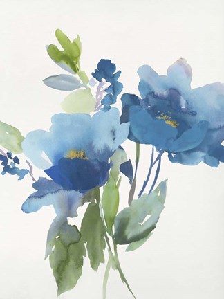 Framed Blue Flower Garden II Print