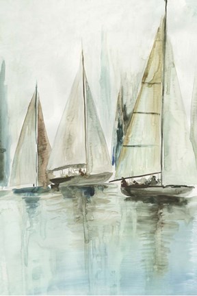 Framed Blue Sailboats III Print