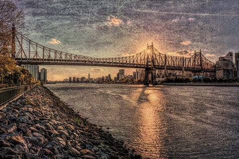 Framed Sunset Behind Queensboro B Print