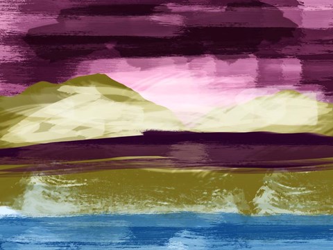 Framed Mountains and Ocean Print