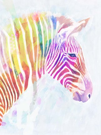 Framed Fluorescent Zebra II Print