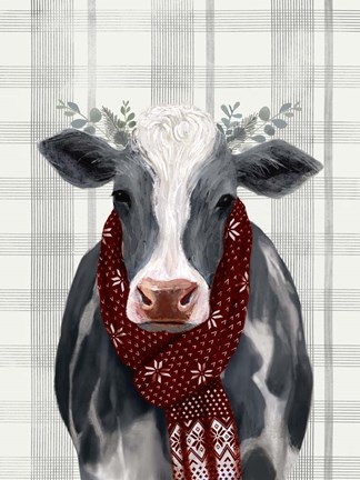 Framed Yuletide Cow II Print