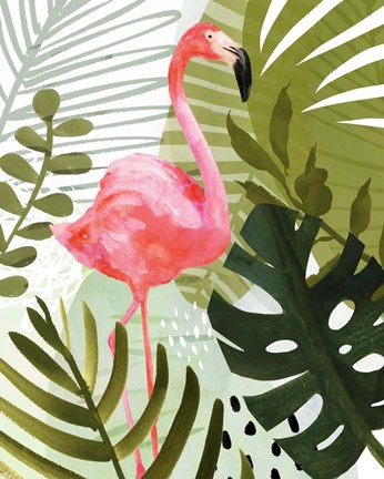 Framed Flamingo Forest II Print