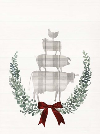 Framed Yuletide Animals I Print