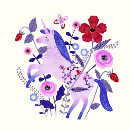 Framed Folk Unicorn II Print