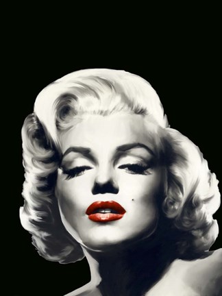 Framed Red Lips Marilyn In Black Print