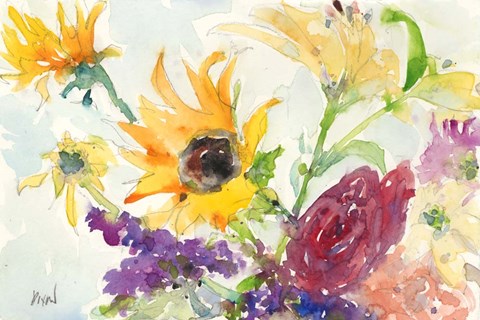 Framed Bright Wild Flowers I Print