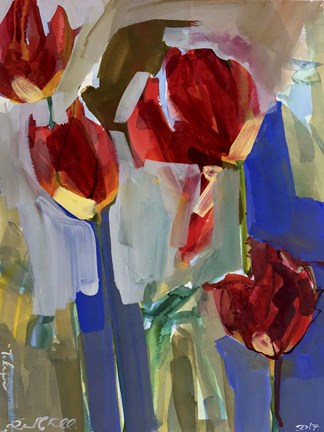 Framed Painterly Tulips I Print