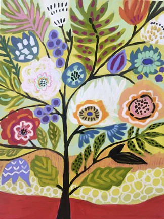 Framed Flower Tree II Print